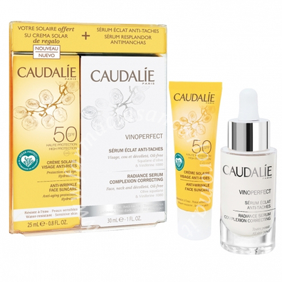 Caudalie cofanetto siero vinoperfect 30 ml + solare spf50 25 ml